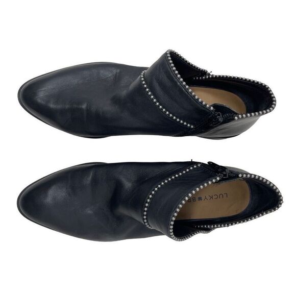 Lucky Brand Womens Perrma Leather Embellished Moto Ankle Boots Black Size 8M - Picture 2 of 9